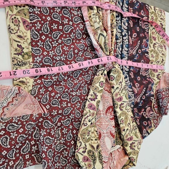 Soft Surroundings Langdon Button Down Tie Paisley Shirt Small Boho Mixed Print - Picture 9 of 10